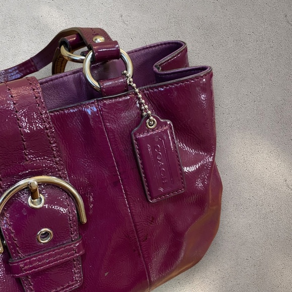 Vintage Coach Deep Purple Patent Leather Caryall Shoulder Bag - Picture 5 of 6